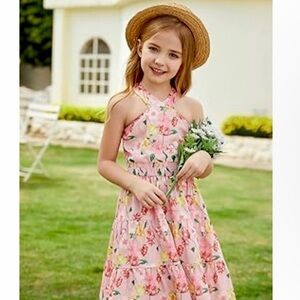 Grace Karin Pink Floral Kids Dress